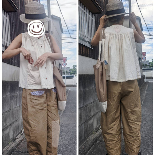 手縫い ポケット ボールパンツ】 ワイドパンツ 刺し子 ちくちく