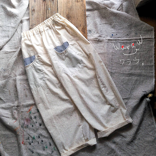 手縫い ポケット ボールパンツ】 ワイドパンツ 刺し子 ちくちく