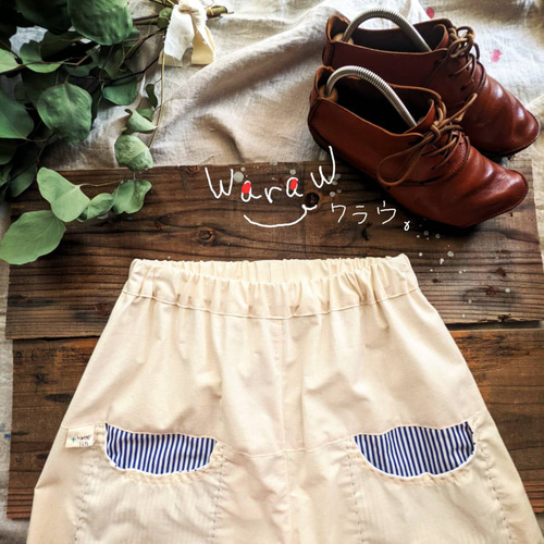 手縫い ポケット ボールパンツ】 ワイドパンツ 刺し子 ちくちく