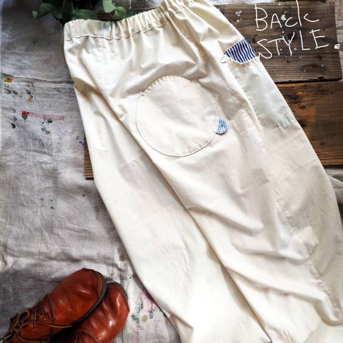 手縫い ポケット ボールパンツ】 ワイドパンツ 刺し子 ちくちく