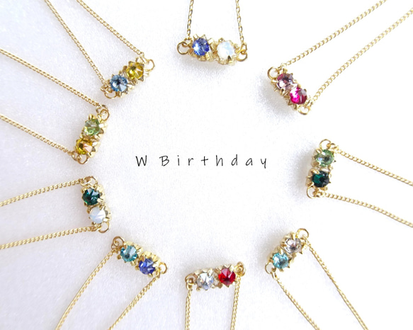 選べる 2つの誕生石 Drop & Marquise ネックレス 選べる「2人の誕生石」ネックレス【記念日 ペア 誕生日
