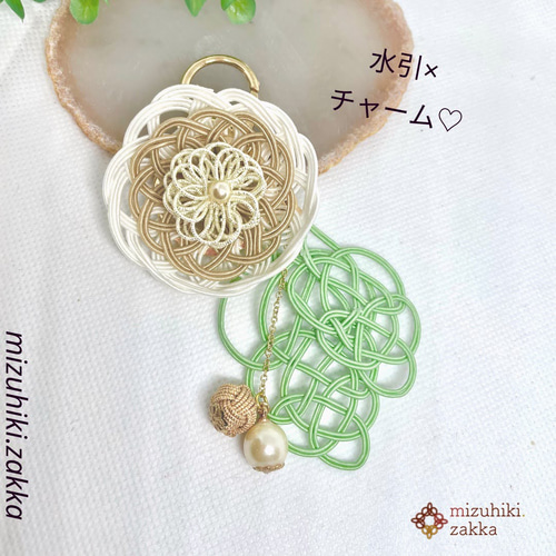 水引チャーム⁂上品さ溢れる大きめお花モチーフ♡*ご縁を結ぶ水引