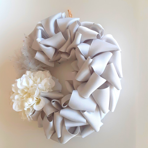 リボンリース・アーティフィシャルフラワーホワイト リース petite