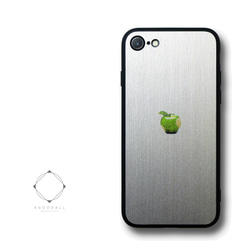 まるで金属のようなiPhoneケース】iPhoneケースカバー（シルバー）青