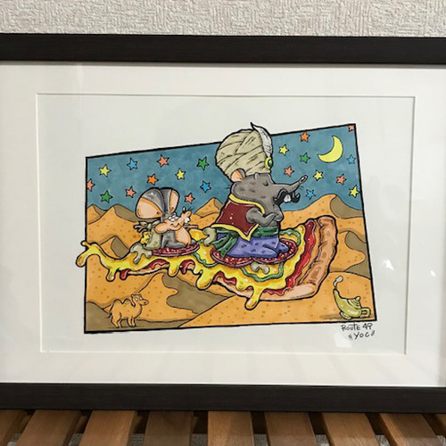 それは魔法でした】 ピザ ネズミ 動物 マーカー アート 絵 イラスト