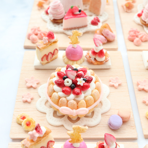 受注製作】イチゴのケーキセット【ミニチュア】 立体・オブジェ