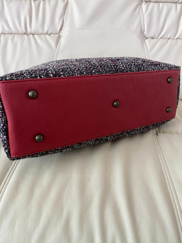 　日本製 Zess fino  ツイード×姫路レザートート 2WAY　秋冬にぴったりな感じのいい風合い♪ 11枚目の画像