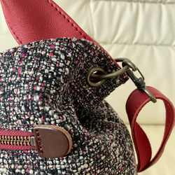 　日本製 Zess fino  ツイード×姫路レザートート 2WAY　秋冬にぴったりな感じのいい風合い♪ 9枚目の画像