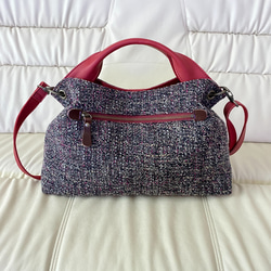 　日本製 Zess fino  ツイード×姫路レザートート 2WAY　秋冬にぴったりな感じのいい風合い♪ 4枚目の画像