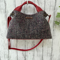 　日本製 Zess fino  ツイード×姫路レザートート 2WAY　秋冬にぴったりな感じのいい風合い♪ 6枚目の画像