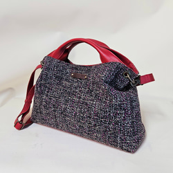 　日本製 Zess fino  ツイード×姫路レザートート 2WAY　秋冬にぴったりな感じのいい風合い♪ 2枚目の画像