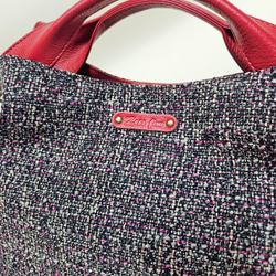 　日本製 Zess fino  ツイード×姫路レザートート 2WAY　秋冬にぴったりな感じのいい風合い♪ 8枚目の画像