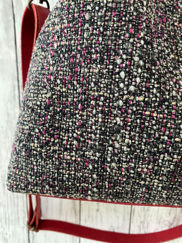 　日本製 Zess fino  ツイード×姫路レザートート 2WAY　秋冬にぴったりな感じのいい風合い♪ 10枚目の画像