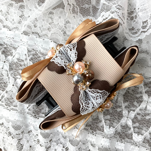 ハンドメイド♡♡ファーバンスクリップ♡♡Fancyギンガム