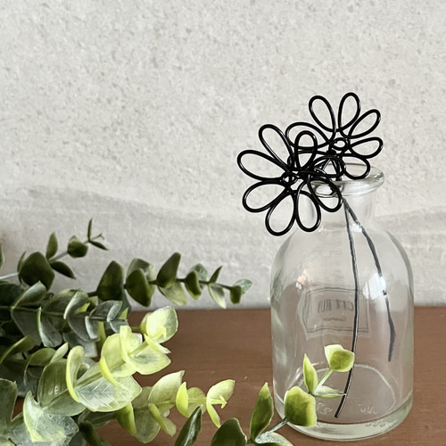 一筆書きのお花 一輪 ワイヤーアート 立体・オブジェ 針金堂