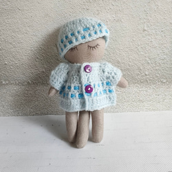 チビニャン人形のカーディガンと帽子のセット5 3枚目の画像