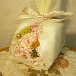 かわいい和　お花巾着　３種（クリームピンク・オレンジ・グリーン） 4枚目の画像