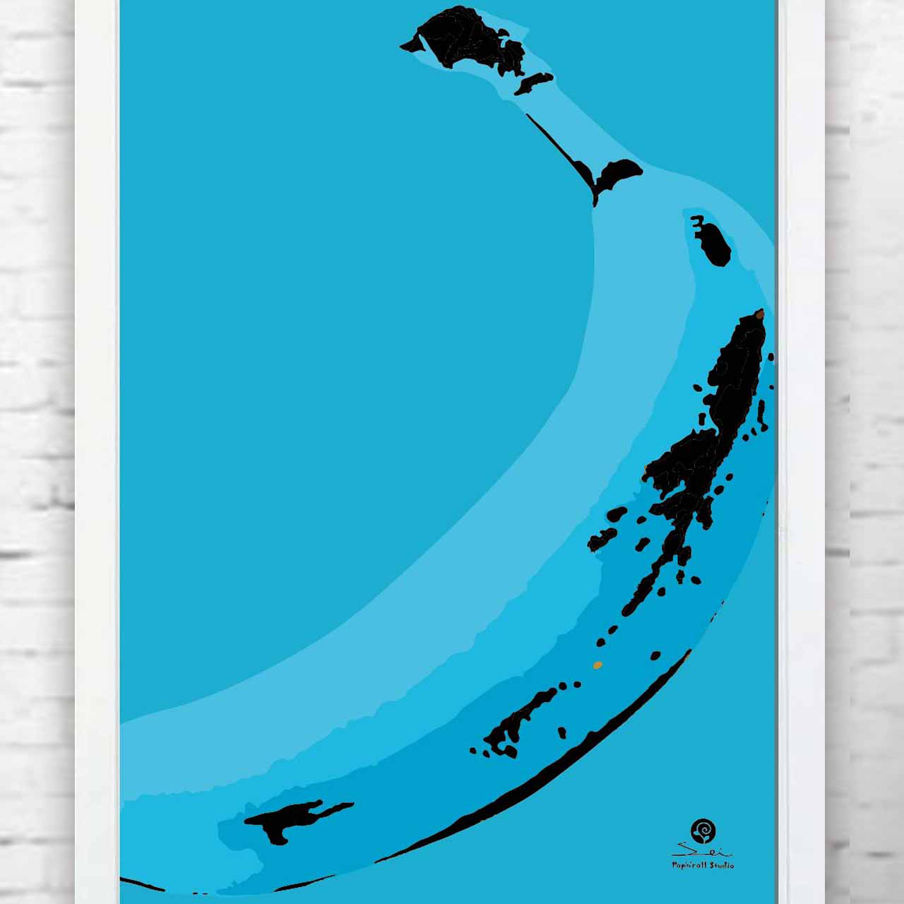 青の中の青いバナナアート　バナナ　フルーツ　送料無料　ポスター　アートポスター 　586