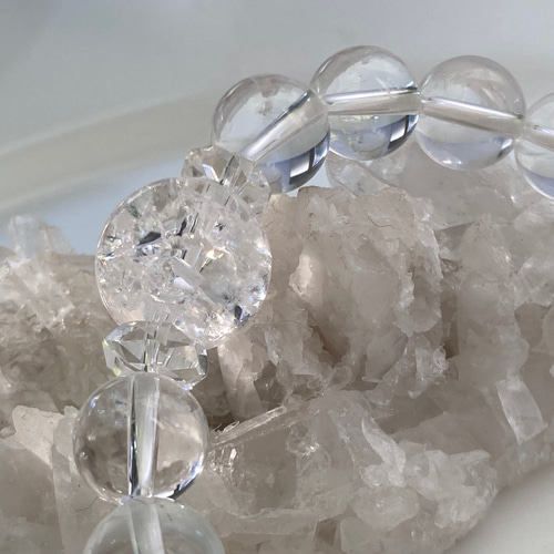 数珠ブレス ハイクラス水晶14mm虹入り 10mm水晶 men'sサイズ 数珠ブレス ハイクラス水晶14mm虹入り 10mm水晶 men'sサイズ
