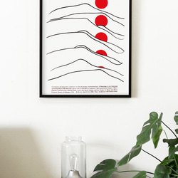 アートポスター、シンプルに赤と黒の線 on White、ランドリールームやキッチンなどの作業スペースにも【N-0093】 10枚目の画像