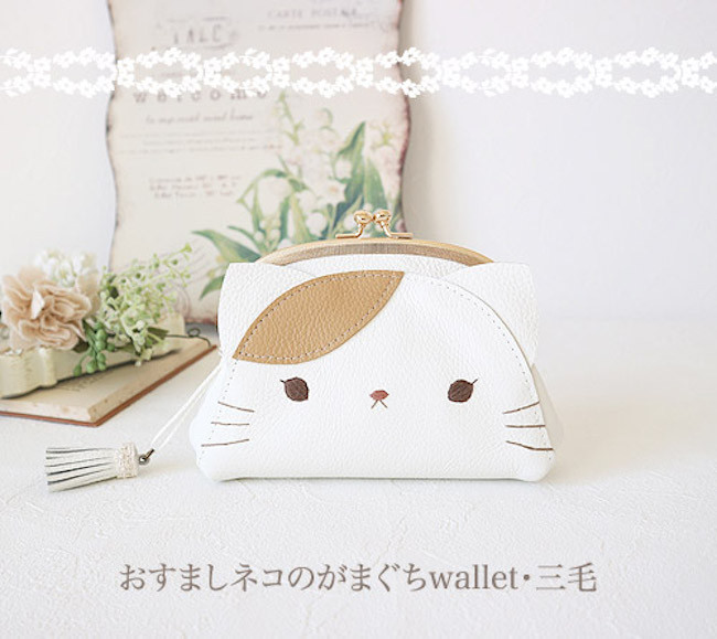 ［受注制作］　おすましネコのがまぐちwallet・三毛