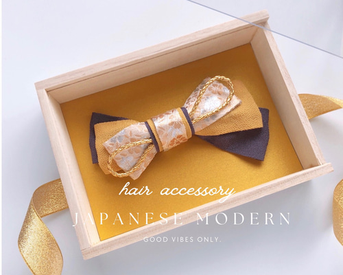 ご確認用になります。金襴リボン　髪飾り リボン髪飾り「朱色と金襴（朱色に花柄）のリボン」 | 髪飾り,髪飾り