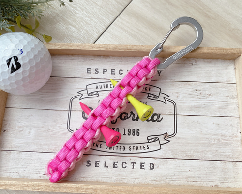 パラコード✶ゴルフティーホルダー✶ノーマルタイプ✶ピンク☓ベビー