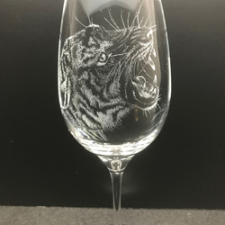 お客様専用オーダー品　虎のワイングラス 1枚目の画像