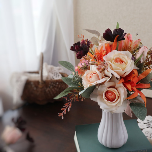 秋色の花束 花瓶付き 「秋の福袋 」2点限定 ❁ 3way 薔薇