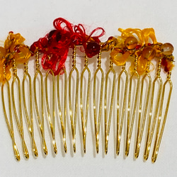 リボンと天然石のコーム 1枚目の画像