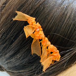 リボンと天然石カーネリアンのコーム 2枚目の画像