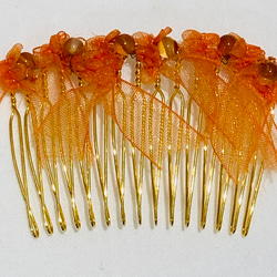 リボンと天然石カーネリアンのコーム 1枚目の画像