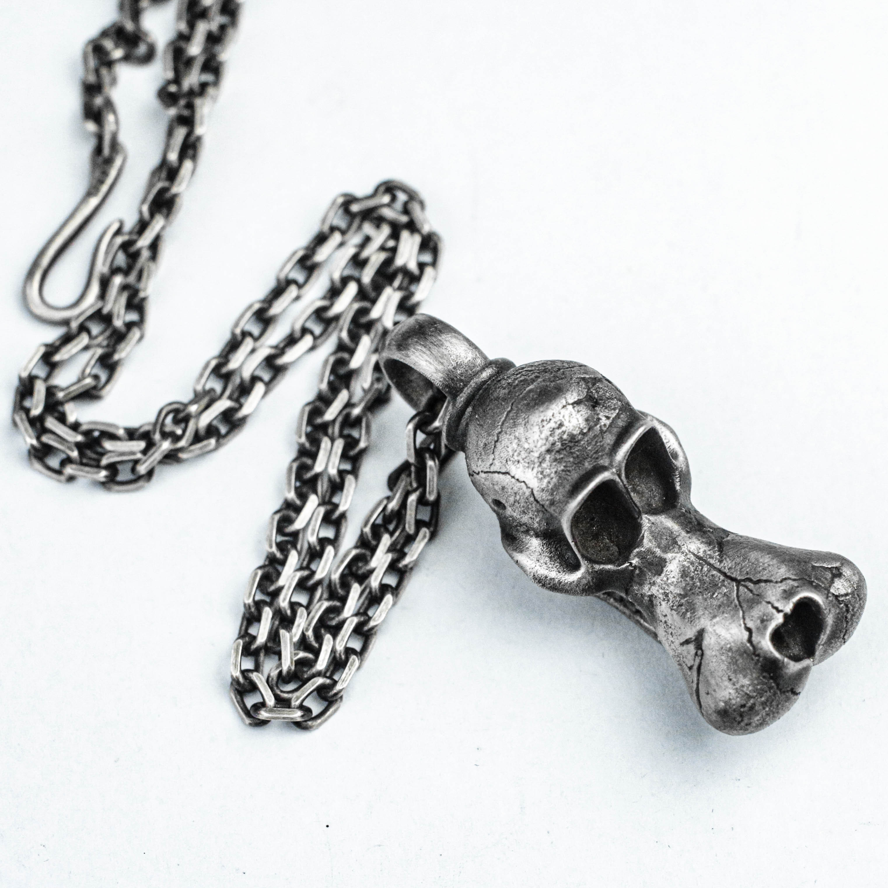 925 スターリング シルバー ドッグ スカル ペンダント、スカル エルフ ペンダント、シンプル ペンダント - 手作り