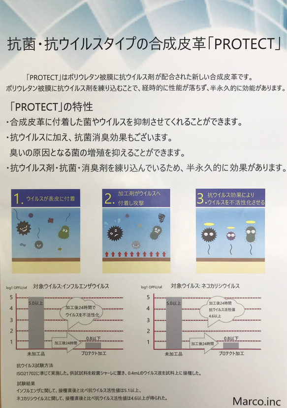 [カット販売]抗ウイルスタイプ合成皮革　「ERプロテクト」　合成皮革　抗菌消臭　ハンドクラフト 8枚目の画像