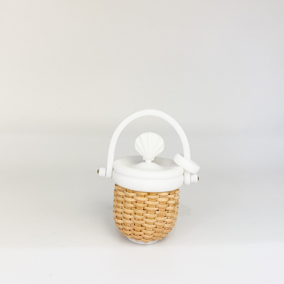 ナンタケットバスケットペンダント蓋付白 ペンダントトップ Nantucket