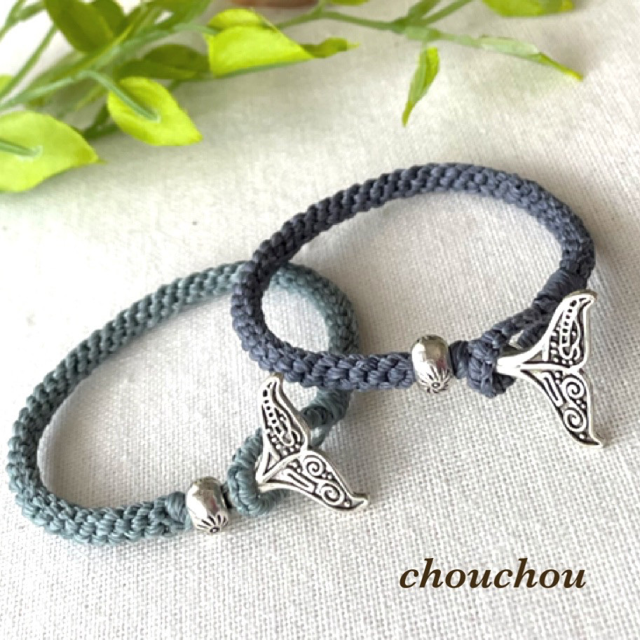 ホエールクジライルカポリネシアンアンクレットブレスレット23cm合金