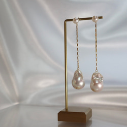 Baroque pearl chain pierce 2枚目の画像