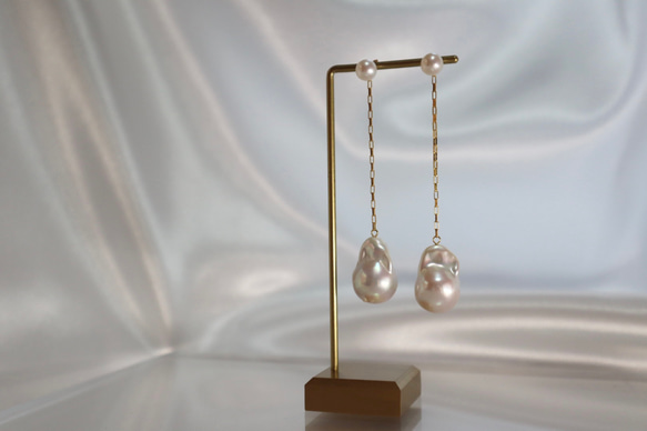 Baroque pearl chain pierce 2枚目の画像