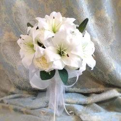 再販できます 白百合とバラのクラッチブーケ G&R作品 アーティ