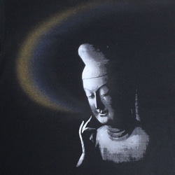 美しい仏像Tシャツ　弥勒菩薩　手染め京友禅　長袖と半袖が選べる 3枚目の画像