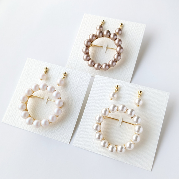 未使用 クレイサス パール イヤリング ブローチ リング セット 限定品 即納お正月2026 【特集掲載】パールのリングブローチ＆ピアス