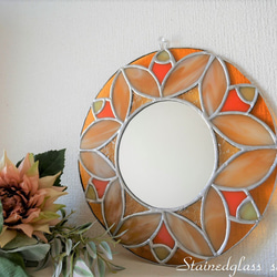 ✴︎:.｡蓮の壁掛け鏡♪ ステンドグラス ドレッサー・ミラー・鏡台 更紗