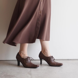 ★zuccotto暢銷款☆人氣繫帶高跟鞋★深棕色 21.5cm-25.5cm 日本產真皮 z3223 第7張的照片