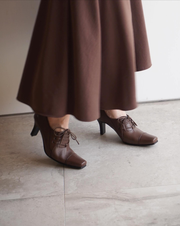 ★zuccotto暢銷款☆人氣繫帶高跟鞋★深棕色 21.5cm-25.5cm 日本產真皮 z3223 第8張的照片