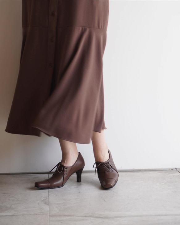 ★zuccotto暢銷款☆人氣繫帶高跟鞋★深棕色 21.5cm-25.5cm 日本產真皮 z3223 第5張的照片