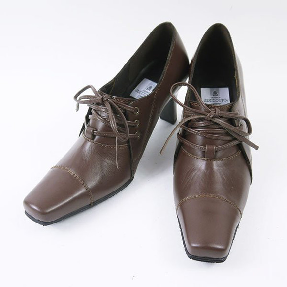 ★zuccotto暢銷款☆人氣繫帶高跟鞋★深棕色 21.5cm-25.5cm 日本產真皮 z3223 第9張的照片