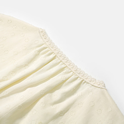白い水玉レースの袖小さなラウンド ネック スウィート ドレス コットン プリント 2 層裏地反透けドレス 7枚目の画像