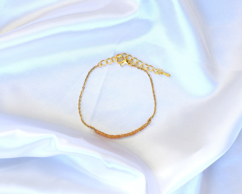 オレンジサファイアブレスレット 超小粒 オレンジサファイア ブレスレット 天然石 シンプル 華奢