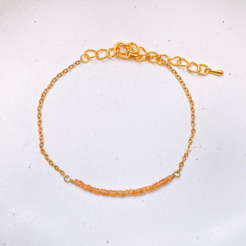 超小粒 オレンジサファイア ブレスレット 天然石 シンプル 華奢