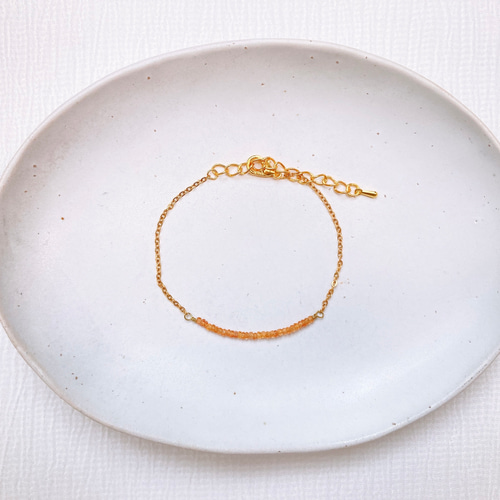 超小粒 オレンジサファイア ブレスレット 天然石 シンプル 華奢